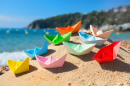 Paper Boats at the Beach