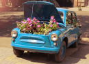 Retro Car with Flowers